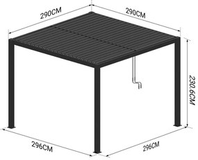 Hliníková bioklimatická pergola s lamelami 3 x 3 M