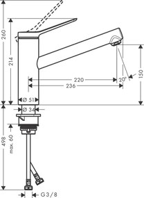 Hansgrohe Zesis M33, páková kuchynská batéria 150, 1jet, chrómová, HAN-74802000