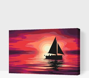 Gario Maľovanie podľa čísel Loď pri západe slnka Rozmery: 120 x 80 cm, Rámovanie: S vnútorným rámom