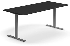 Kancelársky stôl QBUS, rovný, 1800x800 mm, T-rám, strieborný rám, čierna