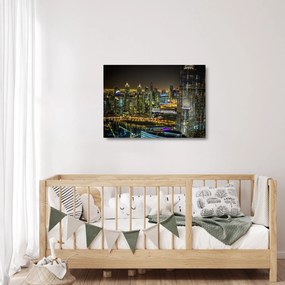 Sklenený obraz nočného mesta (70x50 cm)