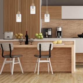 Luster na lanku MADERA 1xE27/60W/230V biela/drevo