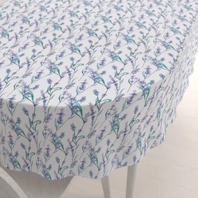 Biante Teflónový oválny obrus TF-088 Levandule na bielom 140x200 cm