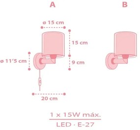 Dalber 41769S - Detská nástenná lampa KAWAII FRIENDS 1xE27/15W/230V ružová