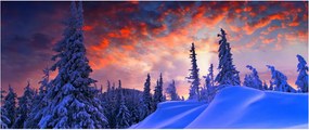 Obraz - Zimný súmrak (120x50 cm)