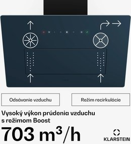Klarstein SleekAir digestor, A+++, 717 m³/h, dotykové ovládanie, LED, 60 cm