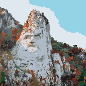 Gario Maľovanie podľa čísel Skalná socha Decebalus, Rumunsko Rozmery: 80 x 80 cm, Rámovanie: Iba zrolované plátno