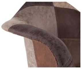 Dizajnové kreslo, patchwork ekokoža a bukové nohy