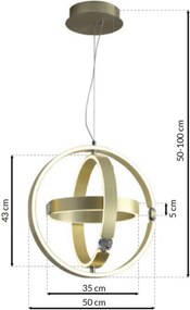 Závesné LED svietidlo Sirius, 3x LED 80w, 4000k, g