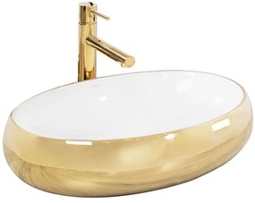 Rea Melania umývadlo, 60 x 41 cm, zlatá/biela, REA-U1050