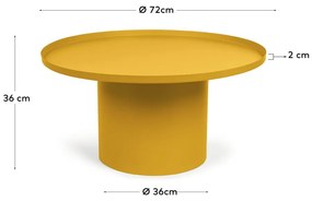 Kovový okrúhly konferenčný stolík v horčicovej farbe ø 72 cm Fleksa – Kave Home