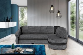 Rohová sedačka s rozkladom a úložným priestorom Belluno P - sivá (Berlin 01) / čierna (Soft 11)