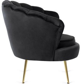 Kreslo LOREN s podnožkou, čierne, z velúru