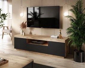 TV STOLÍK LUNGO DUB WOTAN ČIERNA 170 cm