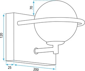 Toolight Toolight, nástenné svietidlo 1xE27 APP1300-1W, čierna-zlatá, OSW-06582
