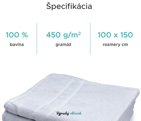 Hotelová osuška Deluxe 100x150 cm biela 100% bavlna