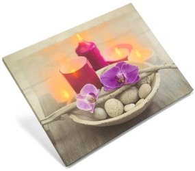 Nexos 74513 Nástenná maľba orchidea so sviečkami, 6 LED, 30 x 40 cm