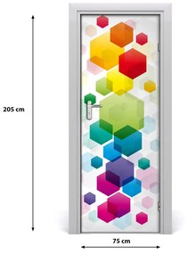 Samolepiace fototapety na dvere farebné šesťuholníky 75x205 cm