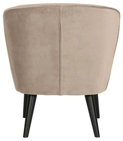 Béžové zamatové kreslo Sara – WOOOD