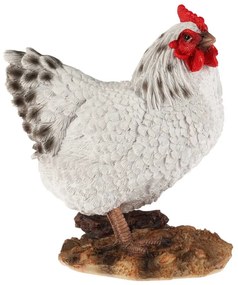 Záhradná figúrka z polyresinu Chicken, 19 cm, biela