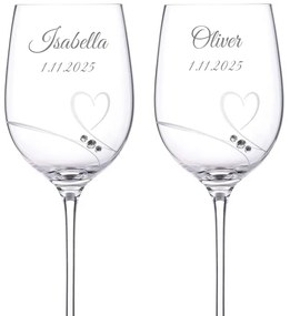 Dekorant Svadobné poháre na biele víno Romance simple s kamienkami Swarovski 330ml 2KS