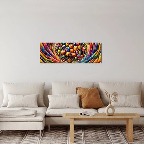 Obraz – Farebný strom s jablkami (s hodinami) (90x30 cm)