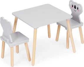 ECOTOYS detský nábytok: stolík + 2 stoličky Koala, drevo/MDF, pre deti 3+