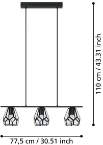 Eglo 43644 - Luster na lanku MARDYKE 3xE27/40W/230V