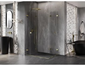 Mexen Lunar-F Duo, skladací sprchový kút 100 x 90 cm, 8mm číre sklo, zlatý profil, 836-100L-090P-50-00