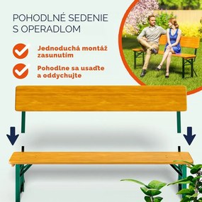 Pivný set PRAKTIK s operadlami, 170cm, hnedá Jurhan
