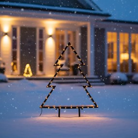 Vianočný reflektor stromček čierny 54 cm vrátane LED IP44 - Kas