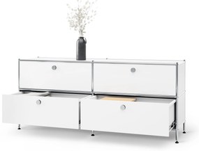 Kovová nízka skrinka »CN3« so 4 zásuvkami, biela