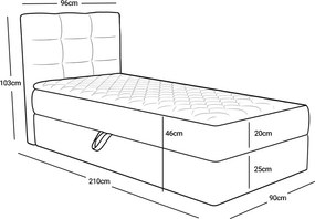 Čalúnená posteľ boxspring DIRELIS VIBE 90x200 cm krémová Matrac: Bonell pružinová matrac