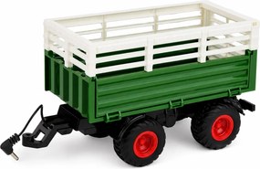 LEAN Toys Poľnohospodársky traktor s vyklápacím prívesom, diaľkovo ovládaný RC, so svetlami, mierka 1:24