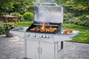 Plynový gril BestBerg BBBQ-24ST / 5 horákov / 15,75 kW / strieborná