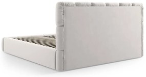 Svetlosivá zamatová čalúnená dvojlôžková posteľ s úložným priestorom s roštom 160x200 cm Bellis – Micadoni