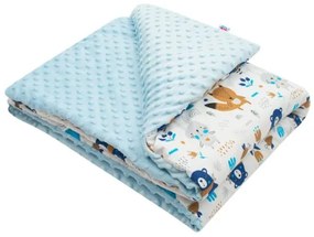 NEW BABY Detská deka z Minky s výplňou New Baby Medvedíkovia modrá 80x102 cm