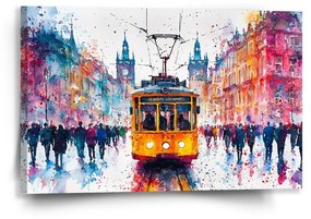 Sablio Obraz Žltá električka Paint - 60x40 cm