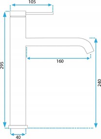 Rea Clif, vysoká umývadlová batéria h-295, zlatá matná, REA-B5329