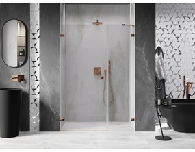 Mexen Lunar-B, ľavé otočné sprchové dvere 115 cm, 8mm číre sklo, ružové zlato profil, 832S-115-050-60-00-L