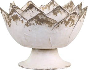 Béžová antik kovová dekoračná misa/ kvetináč na nohe - Ø 29*19cm