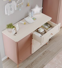 Kombinovaná komoda s prebaľovacím pultom Beauty - béžová, ružová