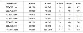 Mexen Lunar-B Duo, výklopný sprchový kút 90 x 80 cm, 8mm číre sklo, biely profil, 832-090L-080P-20-00