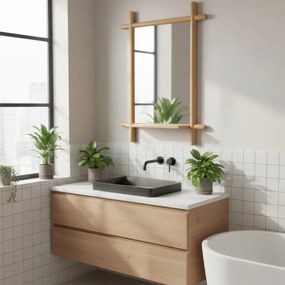 Nástenné zrkadlo B027 NAT, bambus