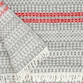 Vlnená deka Aino 130x170, sivo-červená