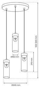Luster na lanku ELICA 3xE27/60W/230V
