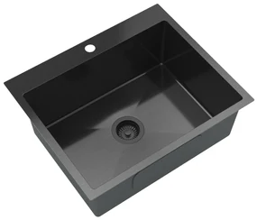 Gamma Gamma, 1-komorový oceľový drez 600x500x210 mm, čierna, GMA-S6050-BK