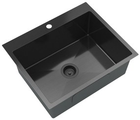 Gamma Gamma, 1-komorový oceľový drez 600x500x210 mm, čierna, GMA-S6050-BK