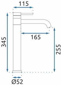 Rea Lungis, vysoká umývadlová batéria h-345, chrómová, REA-B6100