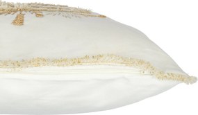 Bielozlatý vankúš so vyšívaným stromčekom a strapcami – 45*45*12 cm